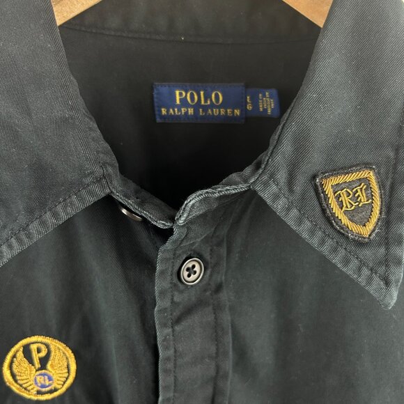 Polo Ralph Lauren Military Black Shirt – Preppy crest Men's Large L - Picture 3 of 15